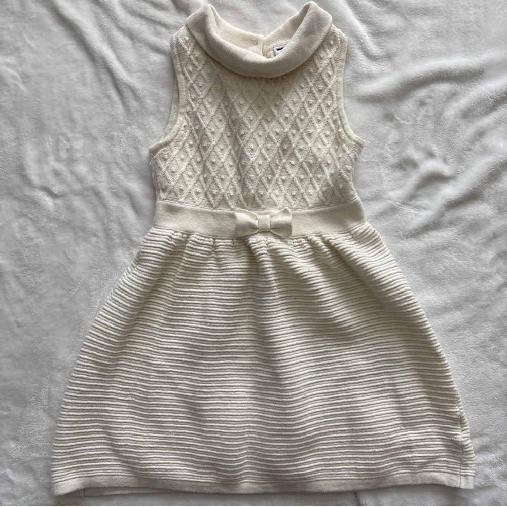 Janie and Jack Girls Size 6 Cable Knit Sweater Dress Cream